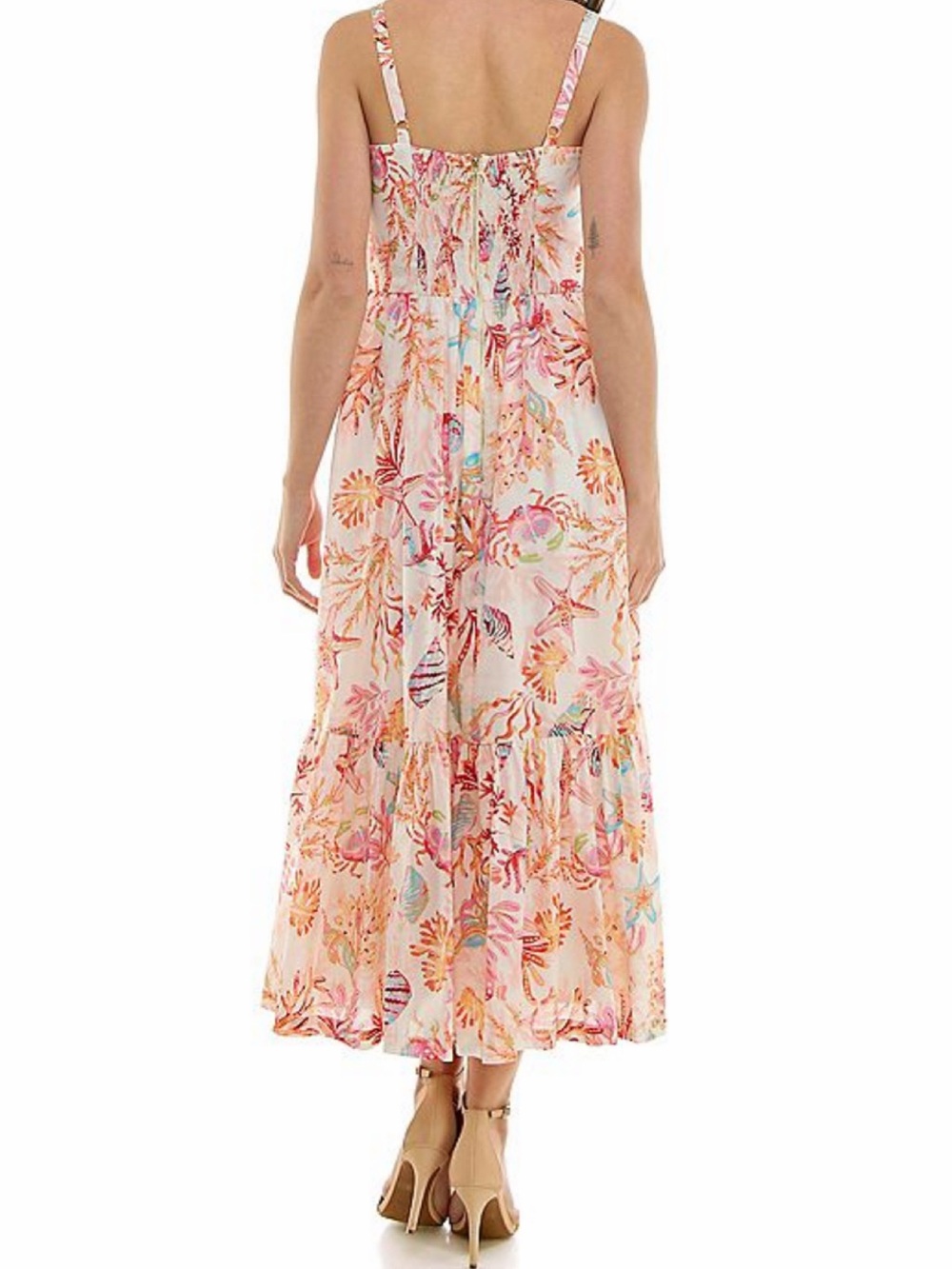 Taylor Women's Coral Under the Sea Floral Tie-Front Maxi Dress Size 14 NWT - Picture 11 of 11